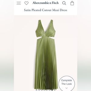 Abercrombie & Fitch Satin Pleated Cutout Maxi Dress